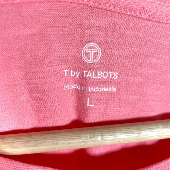 T by Talbots T-shirt LARGE Knot Front Coral Yoga Workout Activewear NEW - Picture 5 of 7